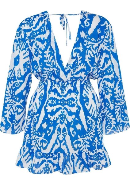 Yeni Rahat Plaj Günlük Vual Dokuma Kruvaze Uzun Kol Skater Mini Boy Büyük Beden Elbise