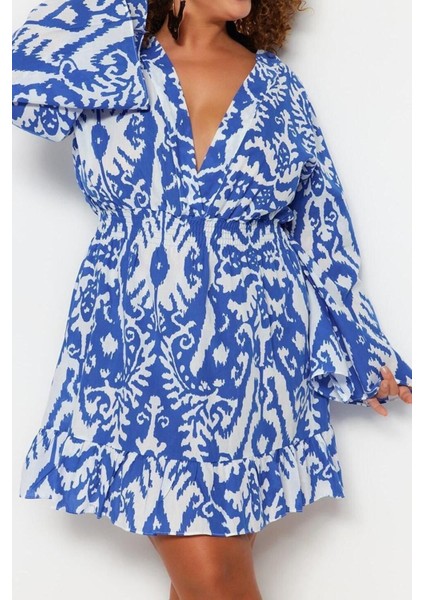 Yeni Rahat Plaj Günlük Vual Dokuma Kruvaze Uzun Kol Skater Mini Boy Büyük Beden Elbise fırsatları