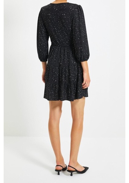 Yeni Regular Casual Günlük Polyester Kaşkorse Örme Kruvaze Truvakar Kol Kol Skater Mini Boy Elbise indirimleri