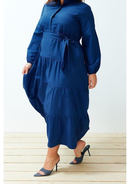 Yeni Rahat Casual Günlük Terrycotton Dokuma Dik Yaka Uzun Kol Basic Maxi Boy Tesettür Elbise fırsatları