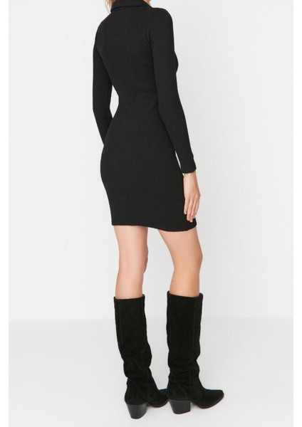 Yeni Slim Casual Günlük Rejenere Kaşkorse Örme Polo Yaka Uzun Kol Bodycone Mini Boy Elbise indirimleri
