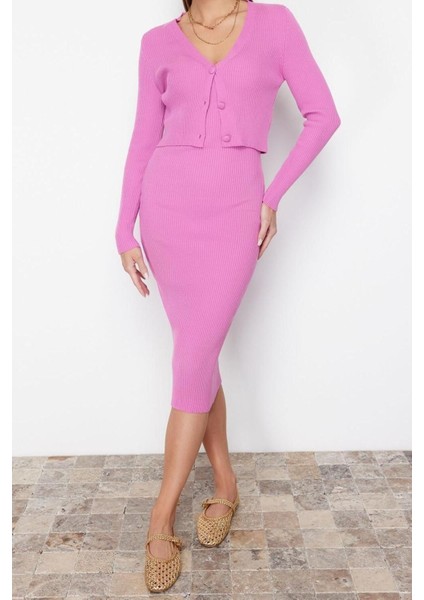 Yeni Slim Casual Günlük Fitilli Triko V Yaka Uzun Kol Bodycone Midi Boy Elbise modelleri