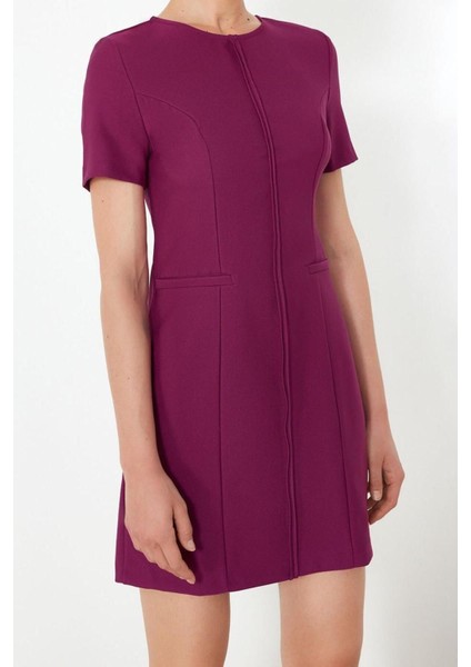 Yeni Regular Gündüz Gece Finike Dokuma Bisiklet Yaka Kısa Kol Bodycone Mini Boy Elbise fırsatları