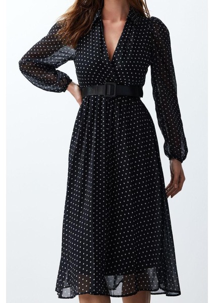 Yeni Regular Gündüz Gece Şifon Dokuma Kruvaze Uzun Kol Skater Maxi Boy Elbise fiyatları