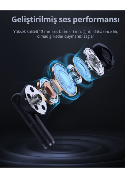 EP-M2-BK 13mm Sürücülü Bluetooth 5.3 IPX4 Kablosuz Kulaklık