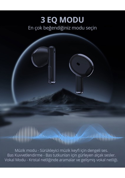 EP-M2-BK 13mm Sürücülü Bluetooth 5.3 IPX4 Kablosuz Kulaklık