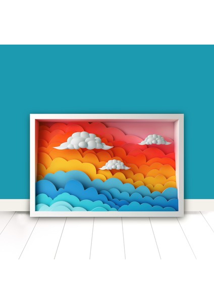 3D Görünümlü Metal Tablo Rainbow Cloud, Poster, Tablo, Tuval, Ev Dekorasyon, Dekorasyon