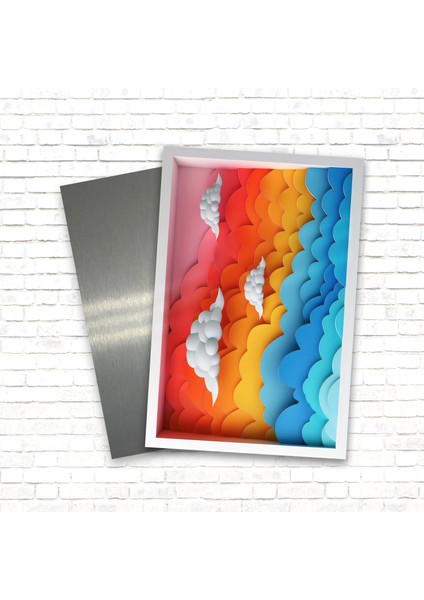 3D Görünümlü Metal Tablo Rainbow Cloud, Poster, Tablo, Tuval, Ev Dekorasyon, Dekorasyon modelleri