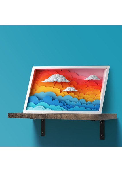 3D Görünümlü Metal Tablo Rainbow Cloud, Poster, Tablo, Tuval, Ev Dekorasyon, Dekorasyon fırsatları