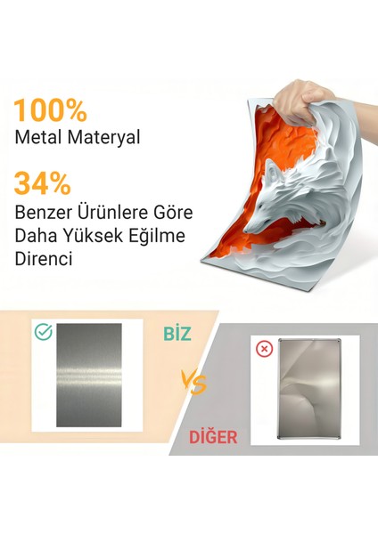 3D Görünümlü Metal Tablo Kurt, Poster, Tablo, Tuval, Ev Dekorasyon, Dekorasyon fiyatları