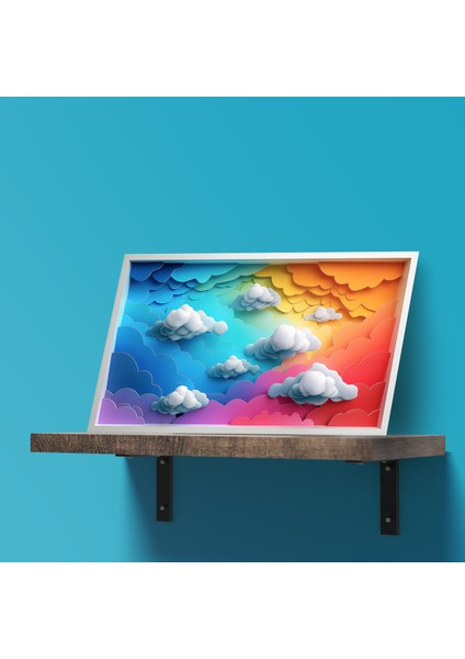 3D Görünümlü Metal Tablo Gökkuşağı Bulut, Poster, Tablo, Tuval, Ev Dekorasyon, Dekorasyon fırsatları
