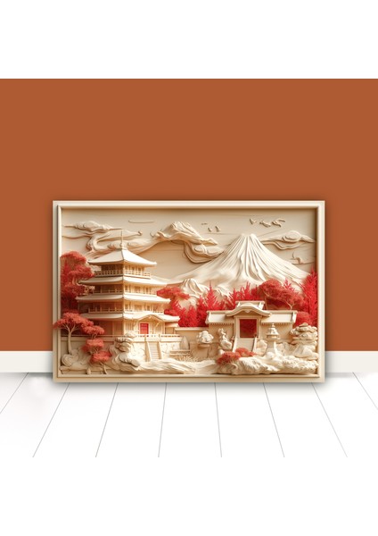 3D Görünümlü Metal Tablo Japon Bahçesi, Poster, Tablo, Tuval, Ev Dekorasyon, Dekorasyon