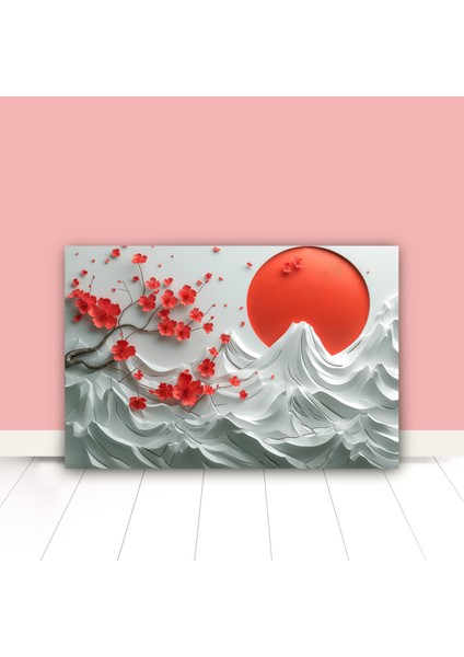 3D Görünümlü Metal Tablo Kırmızı Ay, Poster, Tablo, Tuval, Ev Dekorasyon, Dekorasyon