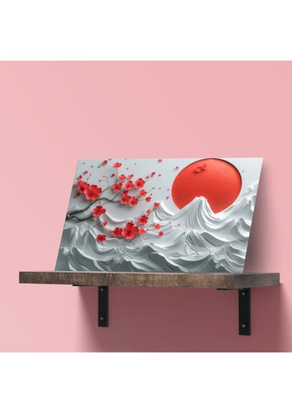 3D Görünümlü Metal Tablo Kırmızı Ay, Poster, Tablo, Tuval, Ev Dekorasyon, Dekorasyon fırsatları