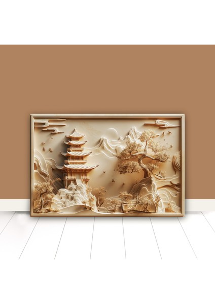 3D Görünümlü Metal Tablo Japon Evleri, Poster, Tablo, Tuval, Ev Dekorasyon, Dekorasyon