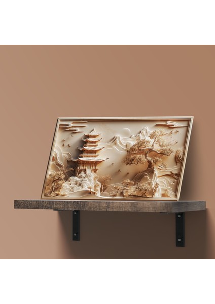 3D Görünümlü Metal Tablo Japon Evleri, Poster, Tablo, Tuval, Ev Dekorasyon, Dekorasyon fırsatları