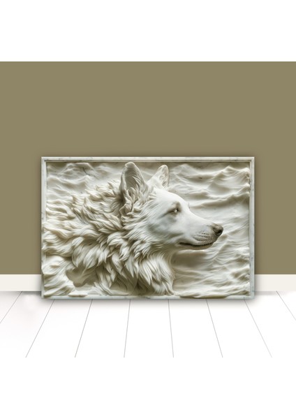 3D Görünümlü Metal Tablo Beyaz Kurt, Poster, Tablo, Tuval, Ev Dekorasyon, Dekorasyon