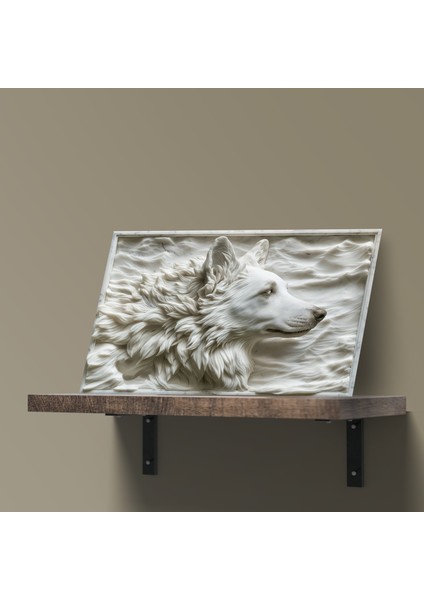 3D Görünümlü Metal Tablo Beyaz Kurt, Poster, Tablo, Tuval, Ev Dekorasyon, Dekorasyon fırsatları