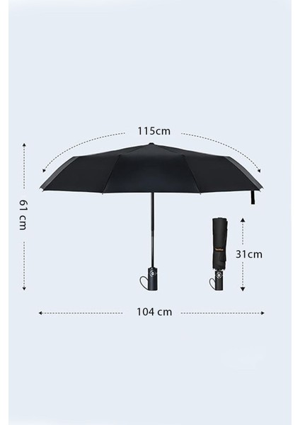 Kumaş Şemsiye Siyah Kılıflı Tam Otomatik Açma Kapanma Rüzgarda Kırılmayan Sağlam Çift Katlı Şemsiye