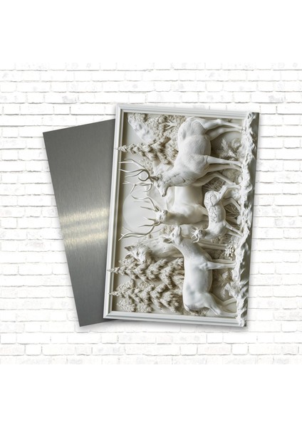 3D Görünümlü Metal Tablo Ceylan, Geyik, Poster, Tablo, Tuval, Ev Dekorasyon, Dekorasyon modelleri