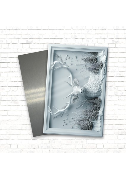 3D Görünümlü Metal Tablo Geyik, Poster, Tablo, Tuval, Ev Dekorasyon, Dekorasyon modelleri