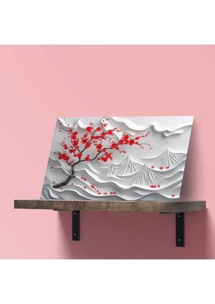 3D Görünümlü Metal Tablo Kiraz Çiçeği, Poster, Tablo, Tuval, Ev Dekorasyon, Dekorasyon fırsatları