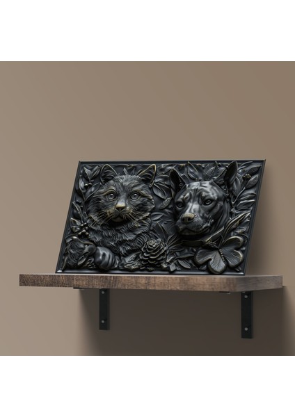 3D Görünümlü Metal Tablo Kedi Köpek, Poster, Tablo, Tuval, Ev Dekorasyon, Dekorasyon fırsatları