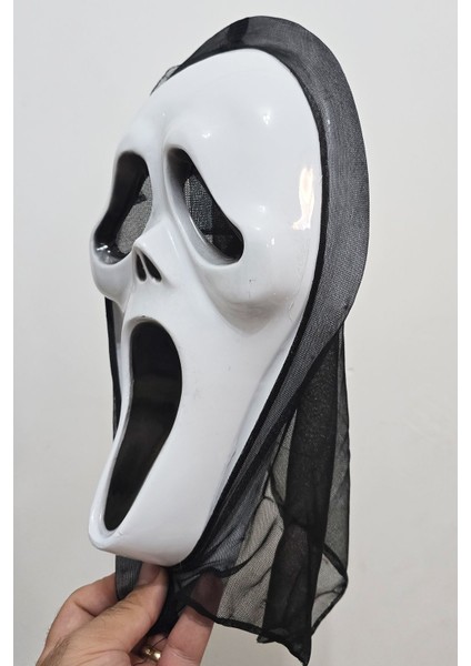 Çığlık Maske Halloween Maske Arkası Tüllü Cadılar Bayramı Maskesi