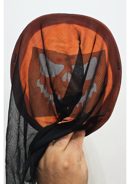Korkunç Balkabağı Halloween Maske Arkası Tüllü Cadılar Bayramı Maskesi