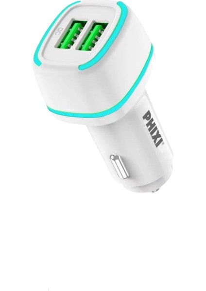 Ift Çıkışlı Fast Lightning USB Kablolu Araç Şarj Cihazı Iphone Uyumlu QCC571LW