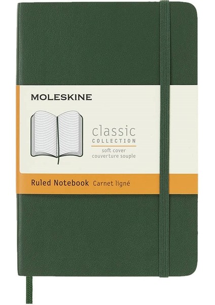 Yumuşak Kapak Çizgili Defter Cep Boy 9X14 cm 192 Sayfa Mersin Yeşili