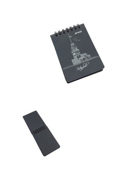 Siyah Yaprak Spiralli A7 Bloknot 60 Yaprak Çizgisiz Küçük Not Defteri (1 Adet)