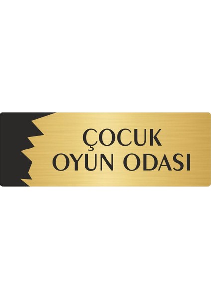 Metal Departman Kapı Isimliği Yönlendirme Levhası Çocuk Oyun Odası 7X20 cm Altın Renk