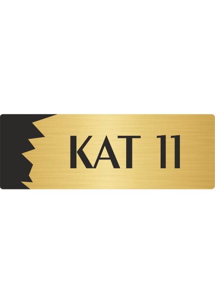 Metal Departman Kapı Isimliği Yönlendirme Levhası Kat (11) 5X20 cm Altın Renk