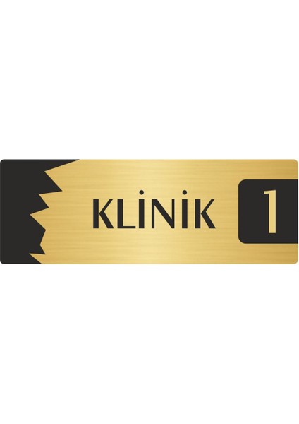 Metal Departman Kapı Isimliği Yönlendirme Levhası Klinik (1) 7X20 cm Altın Renk