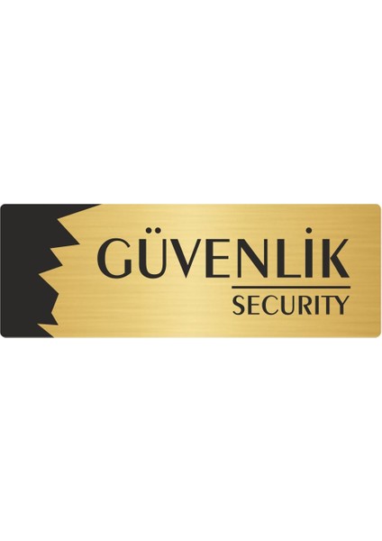 Metal Departman Kapı Isimliği Yönlendirme Levhası Güvenlik(Security) 10X20 cm Altın Renk