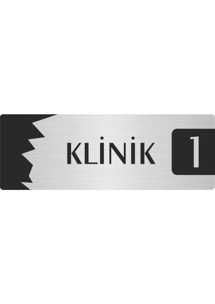 Metal Departman Kapı Isimliği Yönlendirme Levhası Klinik (1) 7X20 cm Gümüş Renk