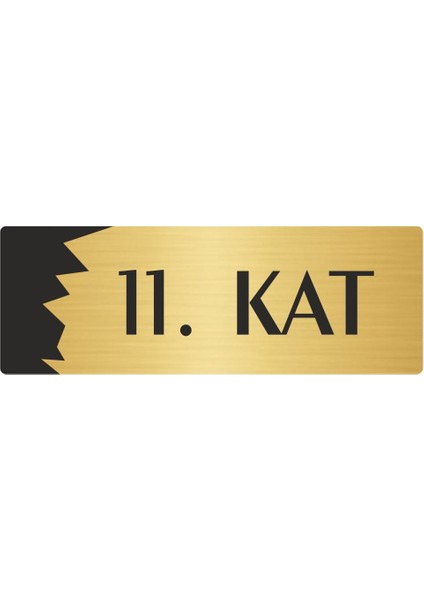 Metal Departman Kapı Isimliği Yönlendirme Levhası 11. Kat 10X20 cm Altın Renk