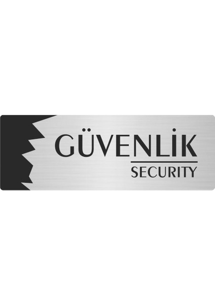 Metal Departman Kapı Isimliği Yönlendirme Levhası Güvenlik(Security) 10X20 cm Gümüş Renk