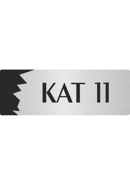 Metal Departman Kapı Isimliği Yönlendirme Levhası Kat (11) 10X20 cm Gümüş Renk