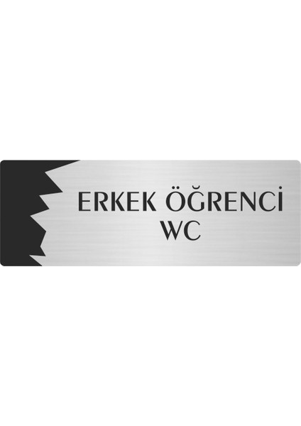 Metal Departman Kapı Isimliği Yönlendirme Levhası Erkek Öğrenci Wc 10X20 cm Gümüş Renk