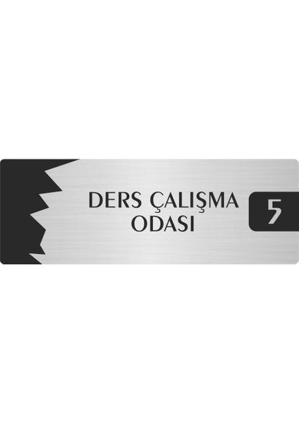 Metal Departman Kapı Isimliği Yönlendirme Levhası Ders Çalışma Odası (5) 10X20 cm Gümüş Renk