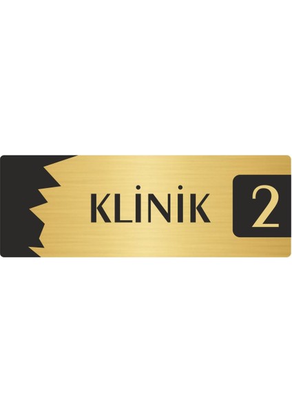 Metal Departman Kapı Isimliği Yönlendirme Levhası Klinik (2) 10X20 cm Altın Renk