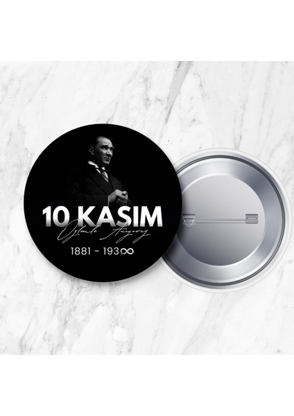 10 Kasım Atatürk'ü Anma Iğneli Yaka Rozeti 58 mm