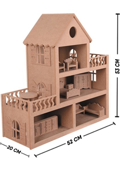 Barbie Bebek Evi 15 Parça Toksik Olmayan MDF Malzemeden Üretildi fırsatları