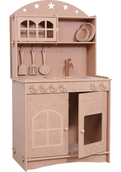 Ahşap Montessori Çocuk Oyuncak Mutfak Servis Seti (Ekonomik Sade Set)