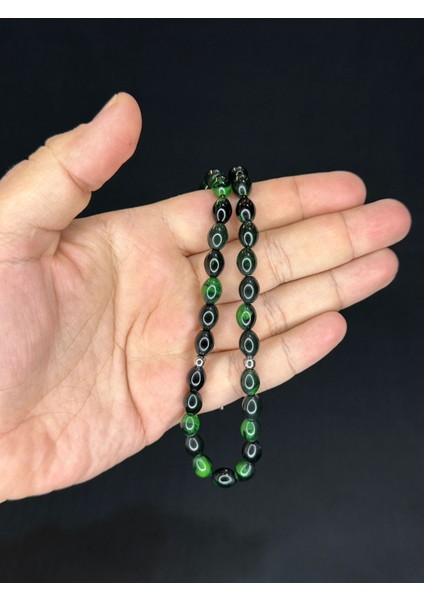 9 Adet Yeşil - Siyah Renk Plastik Tesbih Beyzi Kesim T-500-9 fiyatları