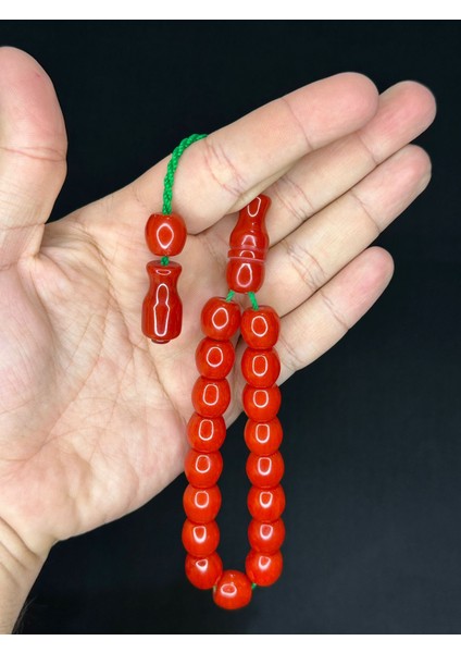 Kırmızı Çubuk Kehribar Maskot Efe Boy Şak Şak Tesbih T-511.