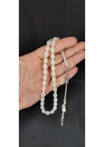 3 Adet Bukalemun Tesbih Beyaz / Pembe Beyzi Kesim Tesbih T-502-3