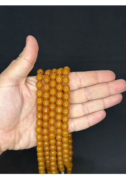 5 Adet Çubuk Kehribar Tesbih Sarı Renk Kapsül Kesim T-513-5